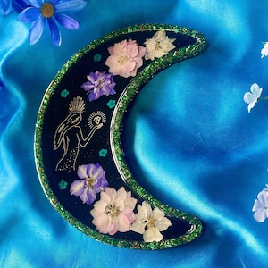 Crystal Goddess Floral Resin Moon Tray (B-GRADE - Discounted)