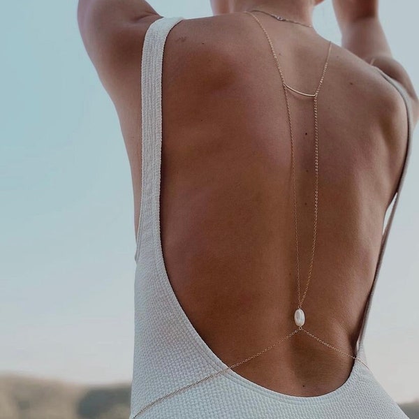 Mother of Pearl Body Chain, Silver Body Chain, Gemstone Body Jewelry, Body Necklace, Bralette Chain, Bikini Jewelry, Beach Accessories