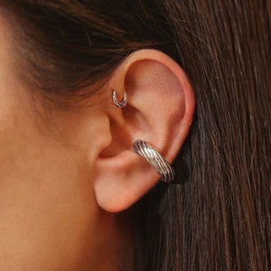 Sterling Silver Chunky Ear Cuff: Non Piercing Fake Helix