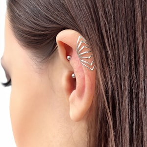 Silberne Ohrklemme, silberne Knorpel-Ohrklemme, Helix-Ohrwickel, nicht durchbohrte Ohrklemme, Fake-Piercing
