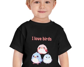 I Love Birds Toddler Shirt, Bird lover Funny Kids T-Shirt, Nature Little Birds Tee in Colors, Birthday Boys & Girls 2t 3t 4t 5t Kids Outfit