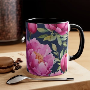 Peony Flower Whimsical Coffee Mug, Mothers Day Tea Cup, Peonies Floral New Home Gift, Peony Lover Gift for Mom, Housewarming Gifts For Women