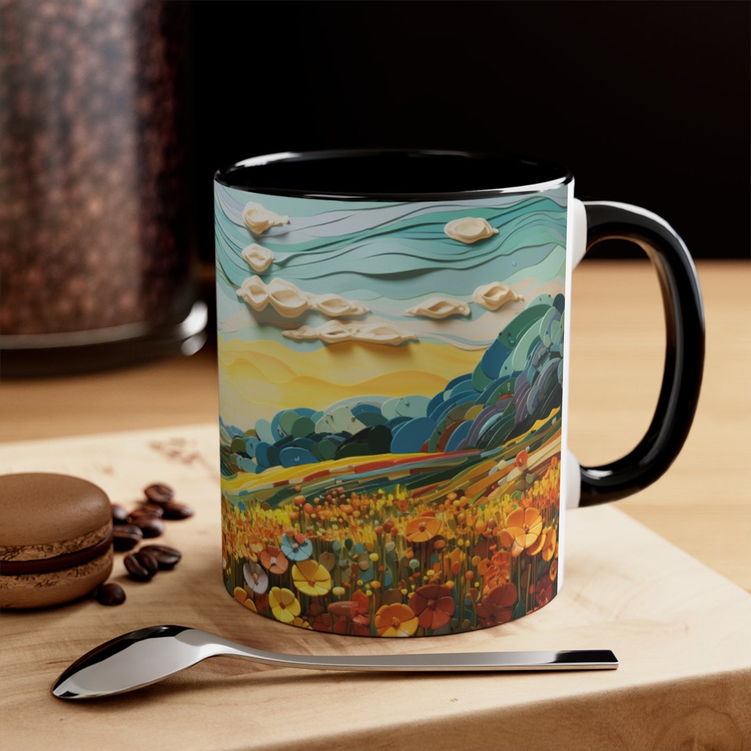 Cottagecore Wildflowers 3D Coffee Mug, Floral Nature Botanical Coffee ...