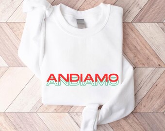 Andiamo Italy Sweatshirt, Tomato Girl Travel Crewneck, Positano Sweatshirt, Italy Girls Trip Preppy Stuff Italian Sweater Trendy Best Seller