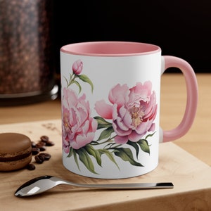 Pink Peony Coffee Mug, Peony Flowers New Home Gift, Peonies Cup, Tea Lover Cup, Peony Housewarming Gifts For Women, Peony Flower Mug Cup