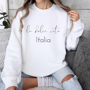 Sudadera La Dolce Vita Italia para mujer y hombre, frases italianas, regalo para amantes de los viajes, sudadera con capucha minimalista con cuello redondo para vacaciones en Italia