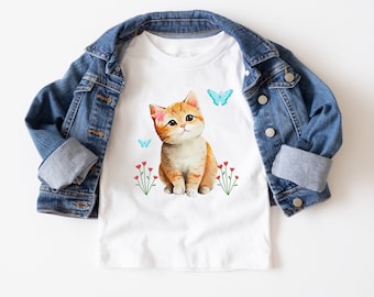 Cat Toddler Tshirt, Meow Birthday Girl Shirt, Toddler Girl Gift, Baby Girl Clothes, Kitten Girls Shirt, Easter Girls Cat Birthday Tee SHirt