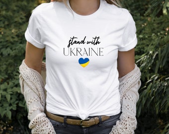 Stand with Ukraine Short Sleeve Tee, Support Ukraine t shirt, Help Ukraine top, Love Ukraine patriotic t-shirts, Stop war shirts, Unisex tee