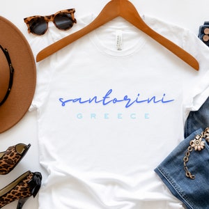 Santorini Greece Shirt, Greek Island Coast Travel Gift, Girls Trip Trendy Shirt, Family Vacation Matching Tee, Womens Aesthetic Crewneck