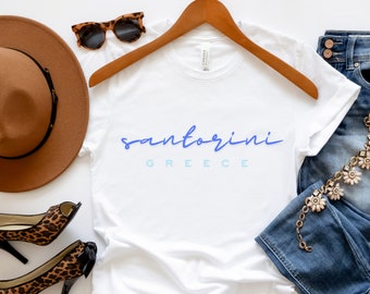 Santorini Greece Shirt, Greek Island Coast Travel Gift, Girls Trip Trendy Shirt, Family Vacation Matching Tee, Womens Aesthetic Crewneck