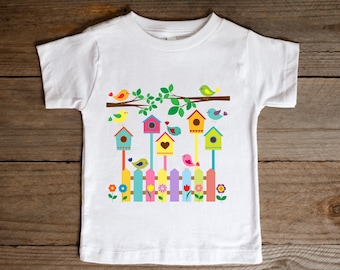 Cute Birds Toddler Shirt, Bird lover Funny Kids T-Shirt, Nature Little Birds Tee in Colors, Birthday Boys & Girls 2t 3t 4t 5t Kids Outfit