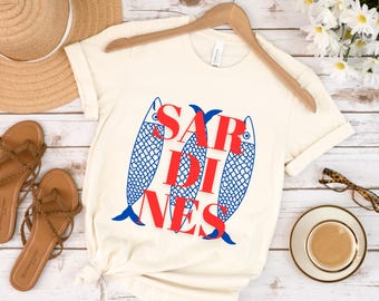 Sardines Shirt, Tinned Fish Sardine Tshirt, Fisherman Nautical Shirt, Amalfi Coast Italian Shirt, Beach La Dolce Vita Tee, Bible Theme Shirt