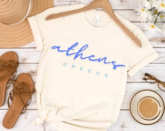 Athens Greece t Shirt, Location Shirt, Girls Trip Shirt, Europe Travel Gift, Greece Souvenir Tee, City Shirt, Greek Island Coast Vacation