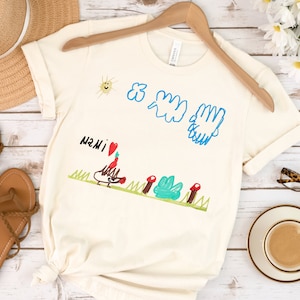 Personalized Kids Drawing t-Shirt, Kids Artwork Gift for Mothers & Fathers Day, Shirt from Childs Daughter and Son, Make Your Own Tee Shirt