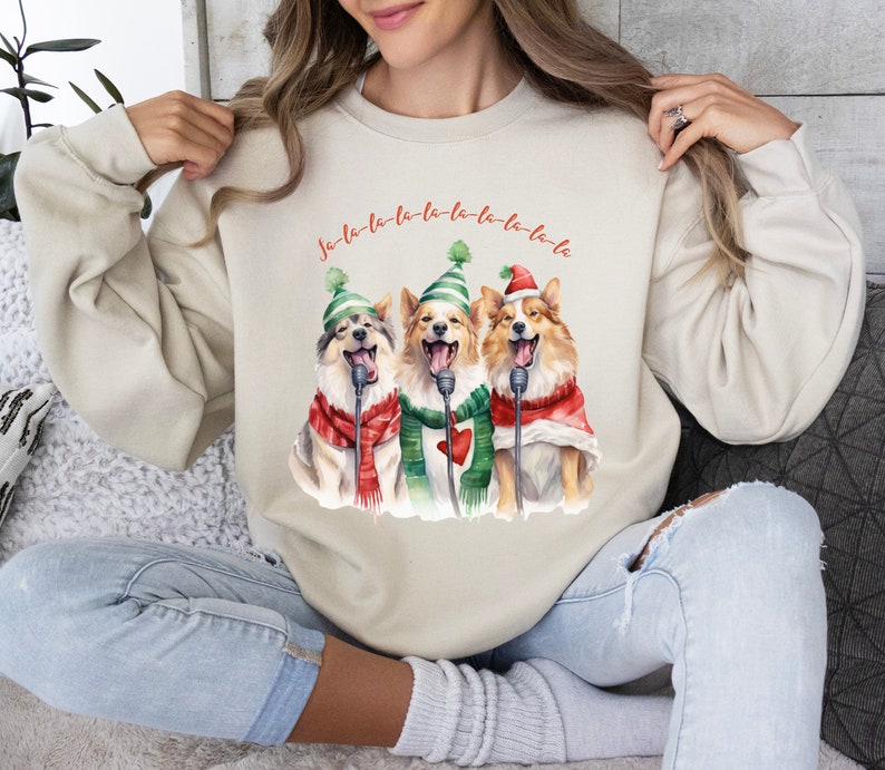Caroling Dogs Sweatshirt, Christmas Dogs Sweatshirt, Dog Lover Sweater