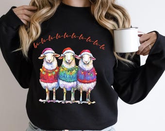 Sheep Christmas Funny Sweatshirt, Nordic Sheeps Merry Sweatshirt, Xmas Sweater Farm Animals Christmas Lights Tee Shirt, Gift For Sheep Lover