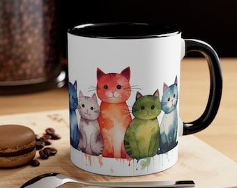 Kubek na kawę z uroczymi kotami, kubek dla mamy kota, kubek dla taty kota, kubek dla miłośnika kotów, ceramiczny kubek do herbaty, prezent dla właściciela kota, kubek na kawę z kotem, najlepszy kubek dla mamy kota