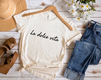Camiseta italiana La Dolce Vita, camiseta con frases Sweet Life Italy, camiseta Italy Lover Vacation, camiseta unisex suave y cómoda para adultos