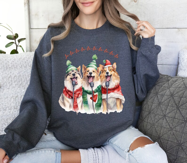 Caroling Dogs Sweatshirt, Christmas Dogs Sweatshirt, Dog Lover Sweater