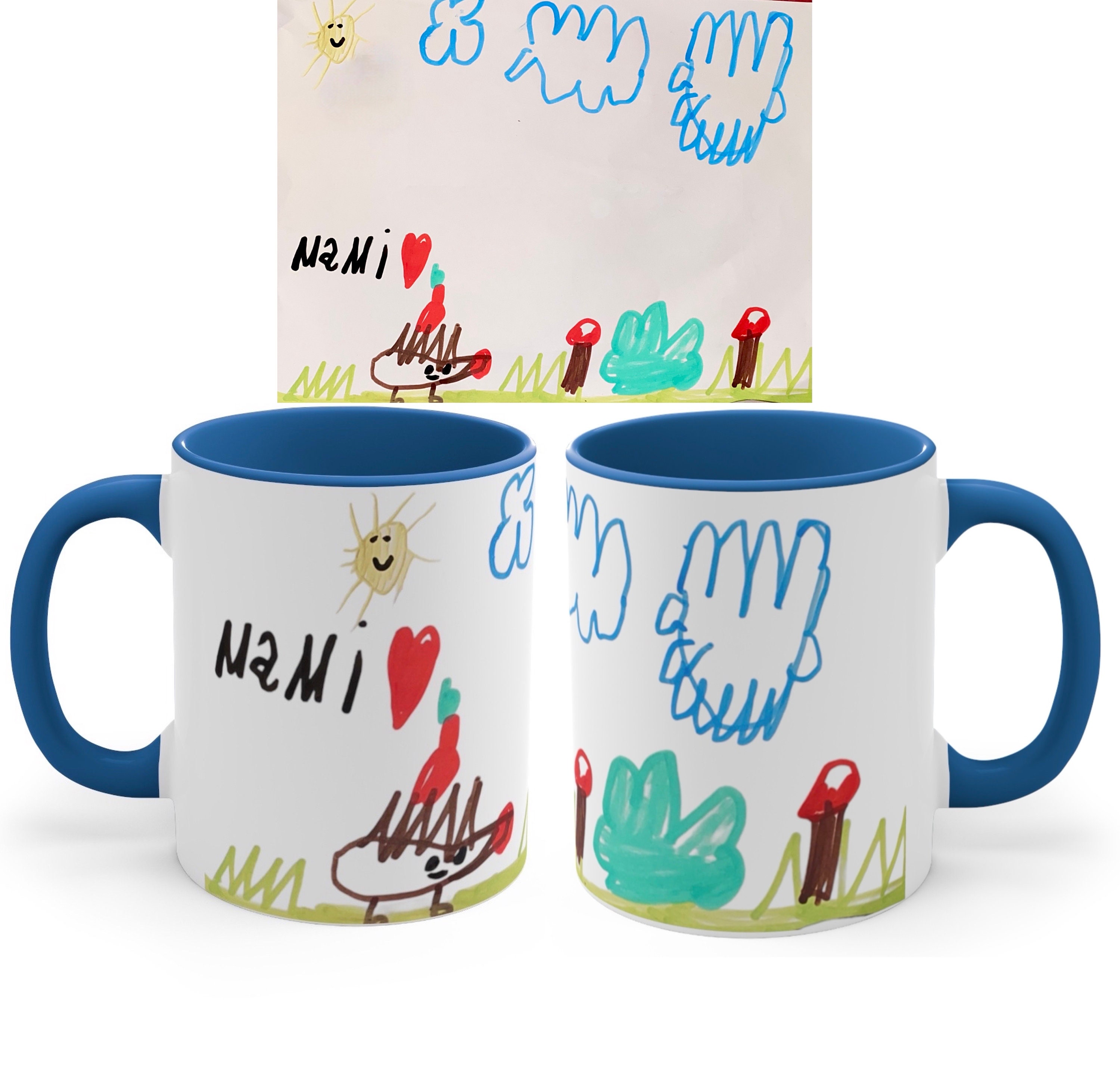 Kids Drawing Artwork Personalized Mug, Childs Painting on a Mug, Make Your Own Coffee Cup Gift for Mother, Father Parents & Grandparents