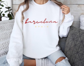 Barcelona Spain Sweatshirt, Latina Espana Spanish Gift Pullover Sweater, Spain Flag Vacation Mode Hoodie Crewneck Graphic Tee, Latina Shirt