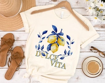 Dolce Vita Italy Lemons Shirt, Amalfi Coast Italian Quotes Gift, Positano Travel tShirt Love Italy Girls Trip Vacation Tee Aesthetic Clothes