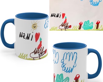 Personalized Kids Drawing Artwork Mug, Childs Painting on a Mug, Make Your Own Coffee Mug Gift for Mother, Father Parents & Grandparents