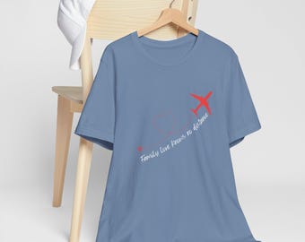 Family Love Knows no Distance Couple Shirt, Bachelorette Shirt, Long Distance Relationship t-Shirt, Airplane Family Reunion Matching Shirt