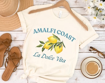 Amalfi Coast Dolce Vita Lemons Italia t-Shirt, Positano Italy Quotes Gift, Family Matching Vacation Tee, Travel Shirt, Aesthetic Clothes