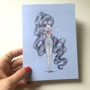 Tarjeta de felicitación del Día de San Valentín / Juego de 5 tarjetas / Amor azul / Tarjeta de aniversario / Tarjeta de San Valentín / Feliz Día de San Valentín / Corazón
