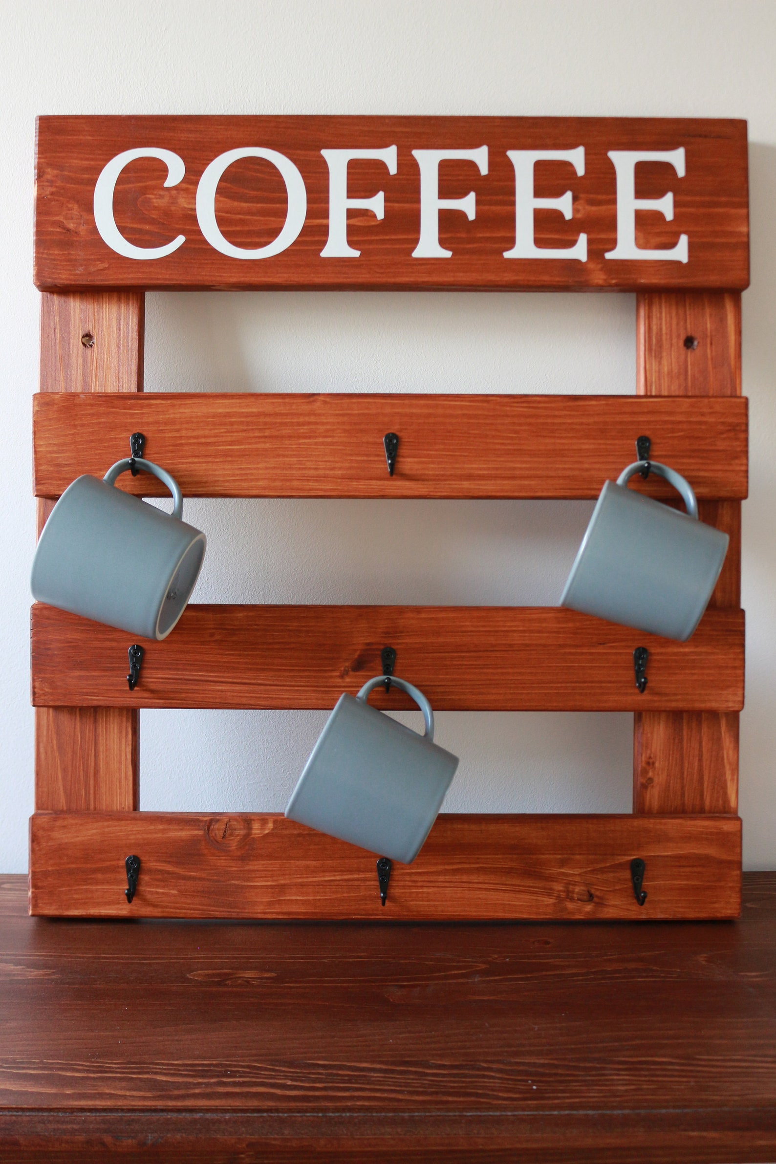 Tassenregal Holz 2-etagig - Organizer Für Küche & Wohnzimmer