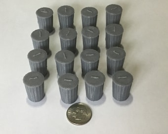 16  0 gauge metal trash cans  20mm h,15mm dia.