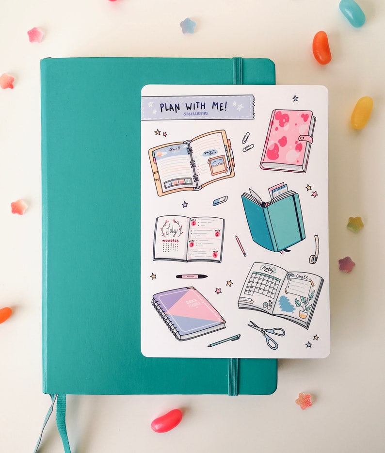 Bullet Journal Planner Sticker Sheet | Cute Kawaii Bujo Vinyl Stickers ...