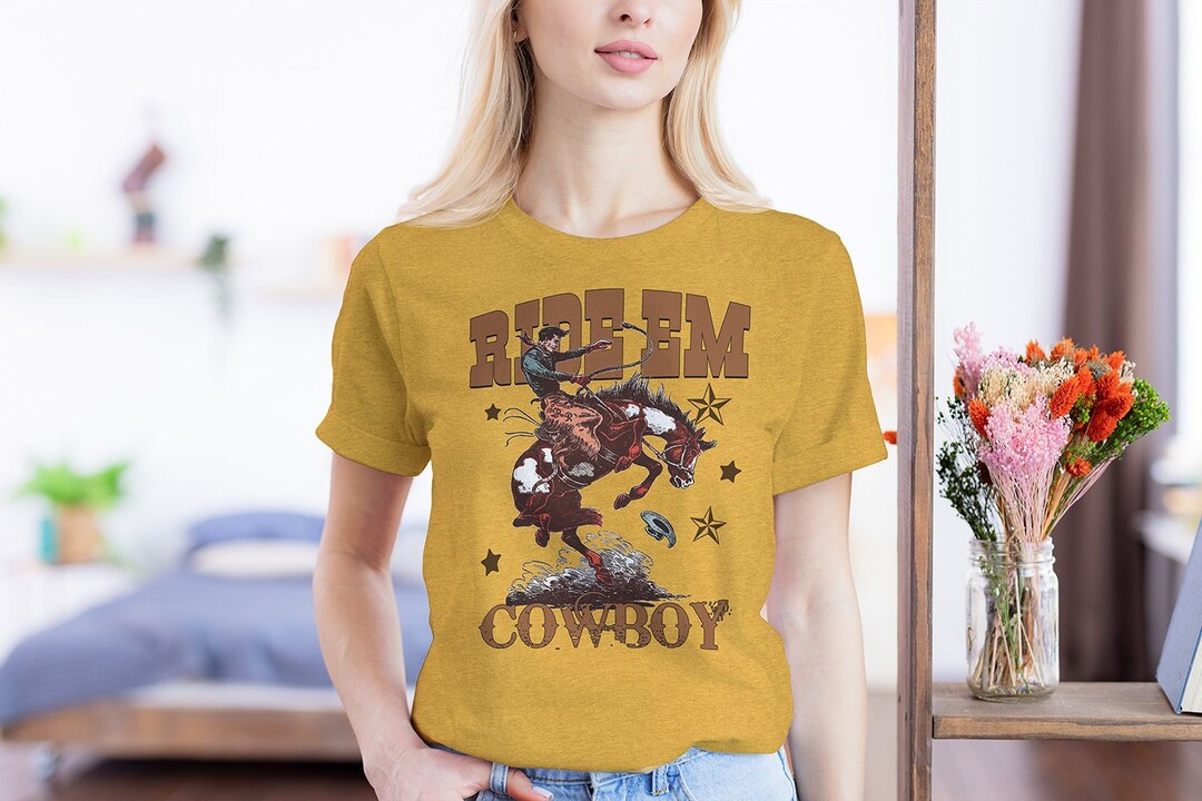 Ride Em' Cowboy Western Tee - Mocha