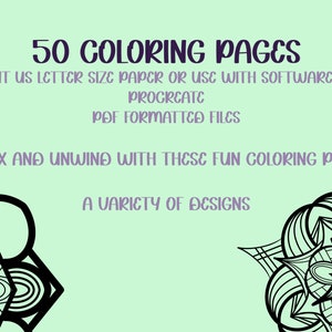 50 Zendala Coloring Pages for Adults and Teenagers Coloring Page Bundle