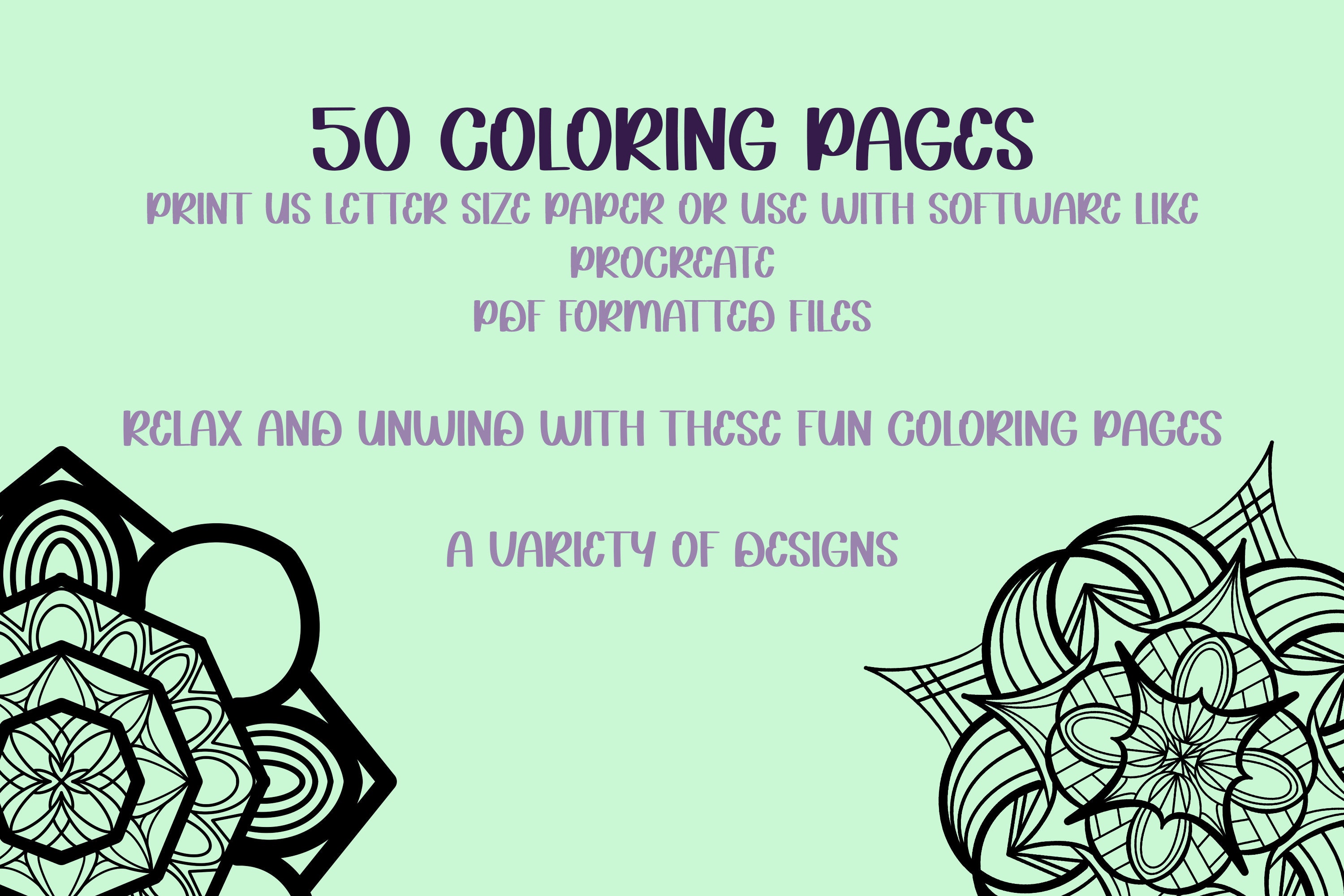 50 Zendala Coloring Pages for Adults and Teenagers Coloring Page Bundle