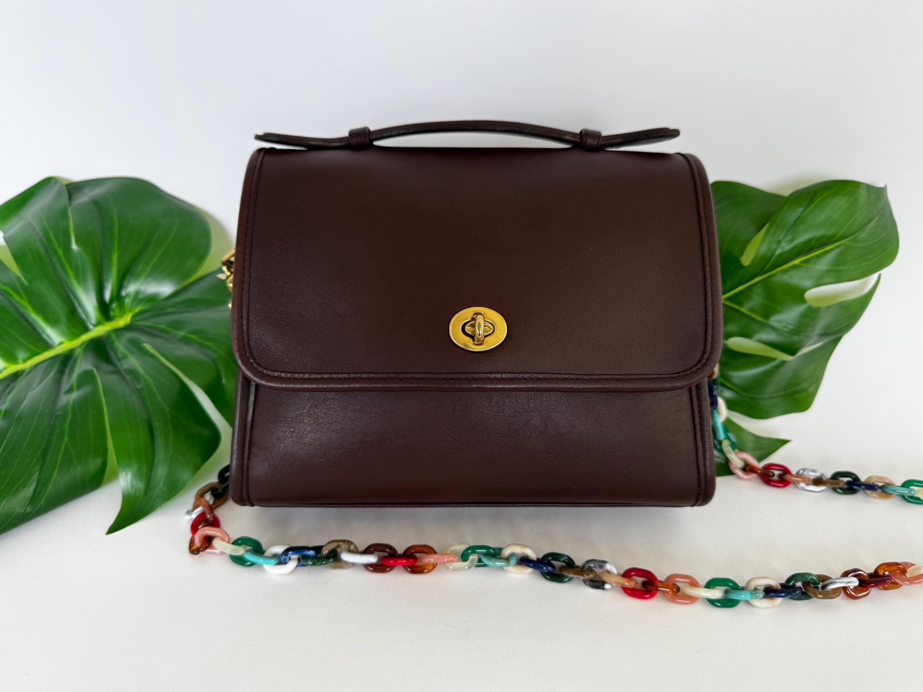 Coachシグにチャーハンドバッグ ブラウン Old COACH 9870 Court Bag Crossbody Handbag Brown Vintage