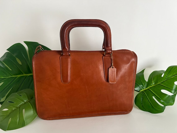 Vintage Coach Original NYC Factory Large Slim Satchel handle Clutch 9430 British Tan Etsy Canada