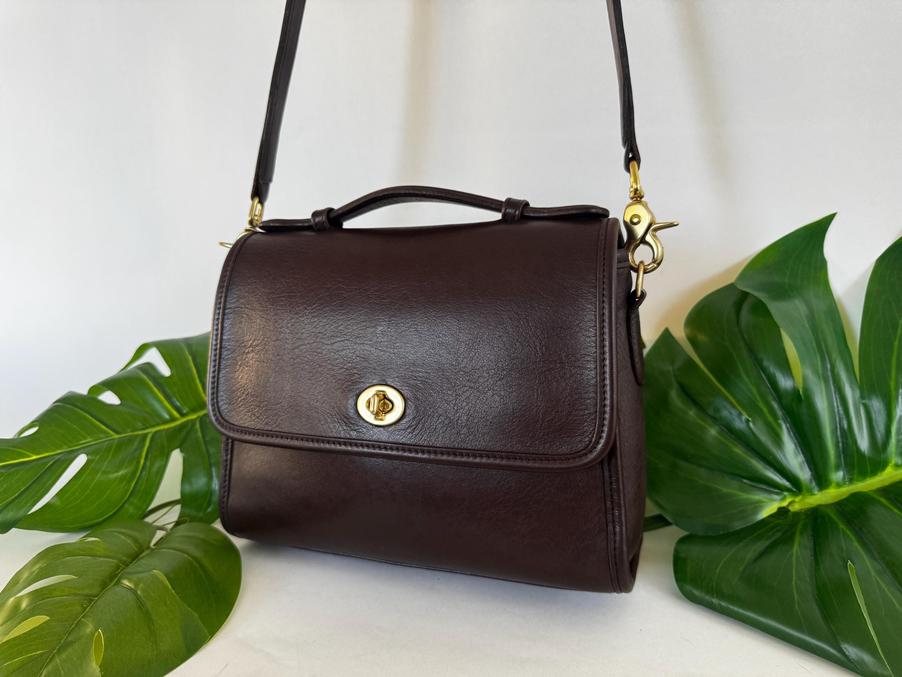 Vintage Coach Court Bag - Mahogany Brown Leather Crossbody