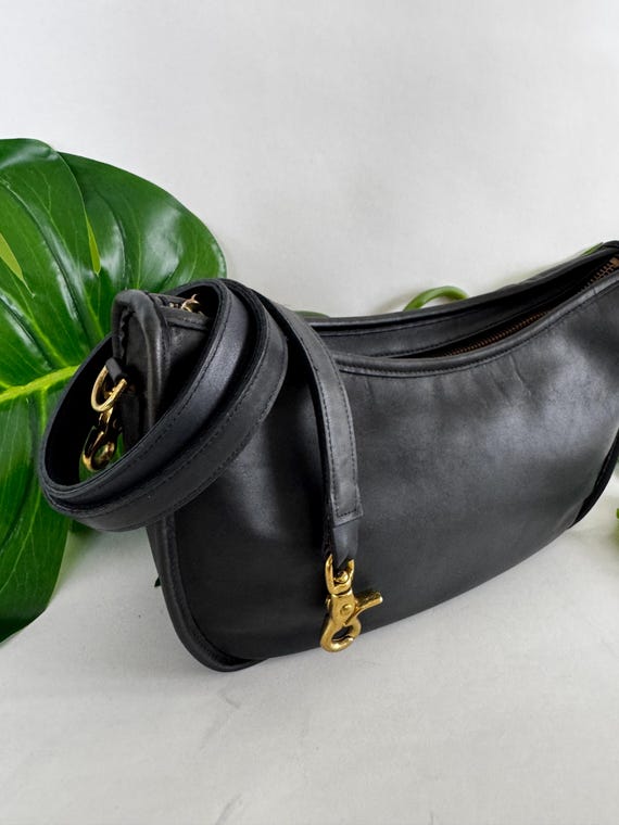 バッグ COACH Vintage Leather Black Shoulder Bag Vintage Coach Legacy Hobo Shoulder Bag Purse Black Leather Top