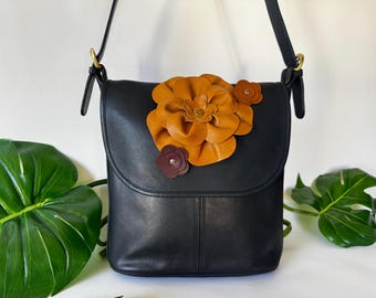 Coach Vintage 90s Whitney Shoulder Bag With Flap Navy Blue #4115