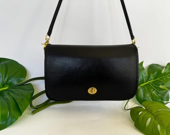 極美品 vintage coach old usa 黒 クラッチバッグ vintage coach leather small stitched black crossbody with