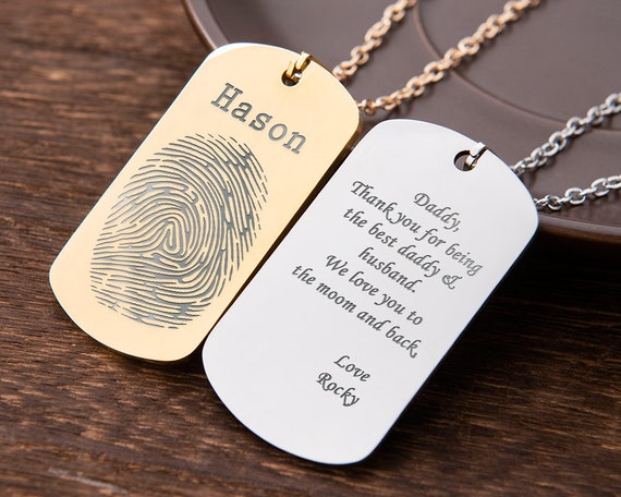 Engraved Dog Tag Necklace Gift for Him 