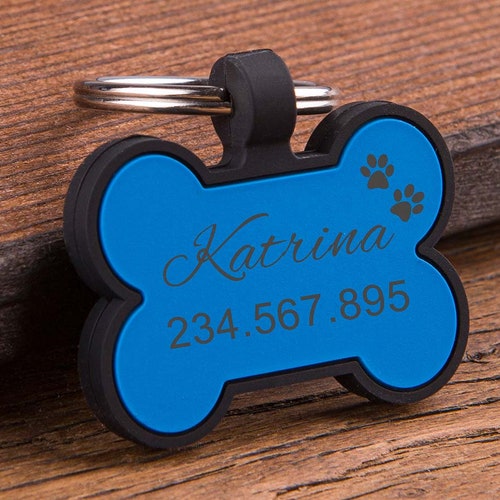Silicone Dog Tag Silent Dog Tag Pet ID Tag Personalized Etsy