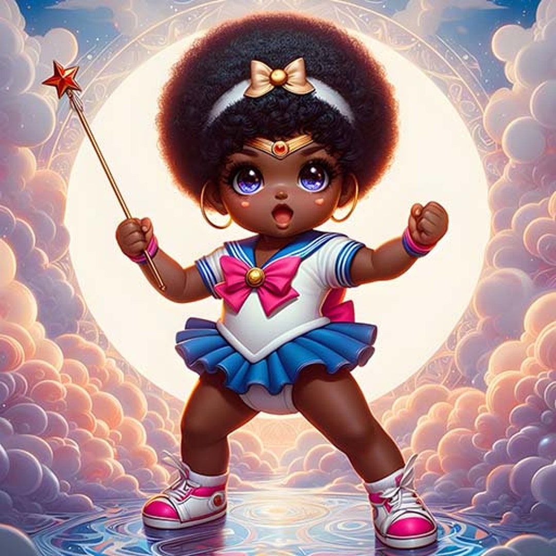 Afro Sailor Baby, Digital Download, PNG, African American, Sailor
