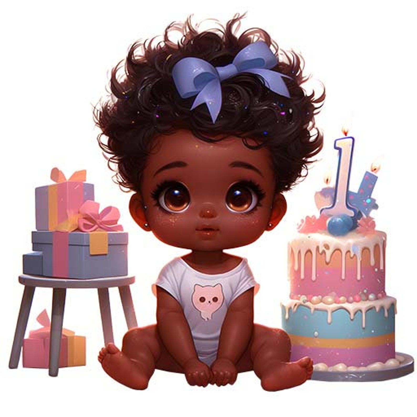 Adorable Infant, African American Baby, Cute Baby Design, Digital