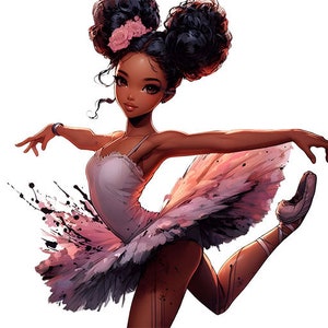 Ballerina Clipart, Afro Puff, African American Art, Dance With Grace, Melanin Ballet Queens, Etsy Ballet Clipart, Digital Download, Ballet