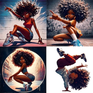 4 Street Dance ClipArt, Urban Dance Design, Black Dancer Art, Black Dance Graphics, Street Dancer, Etsy Dance ClipArt, Digital Download, PNG