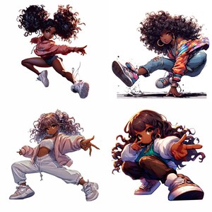 4 Street Dance ClipArt, Urban Dance Design, Black Dancer Art, Black Dance Graphics, Street Dancer, Etsy Dance ClipArt, Digital Download, PNG