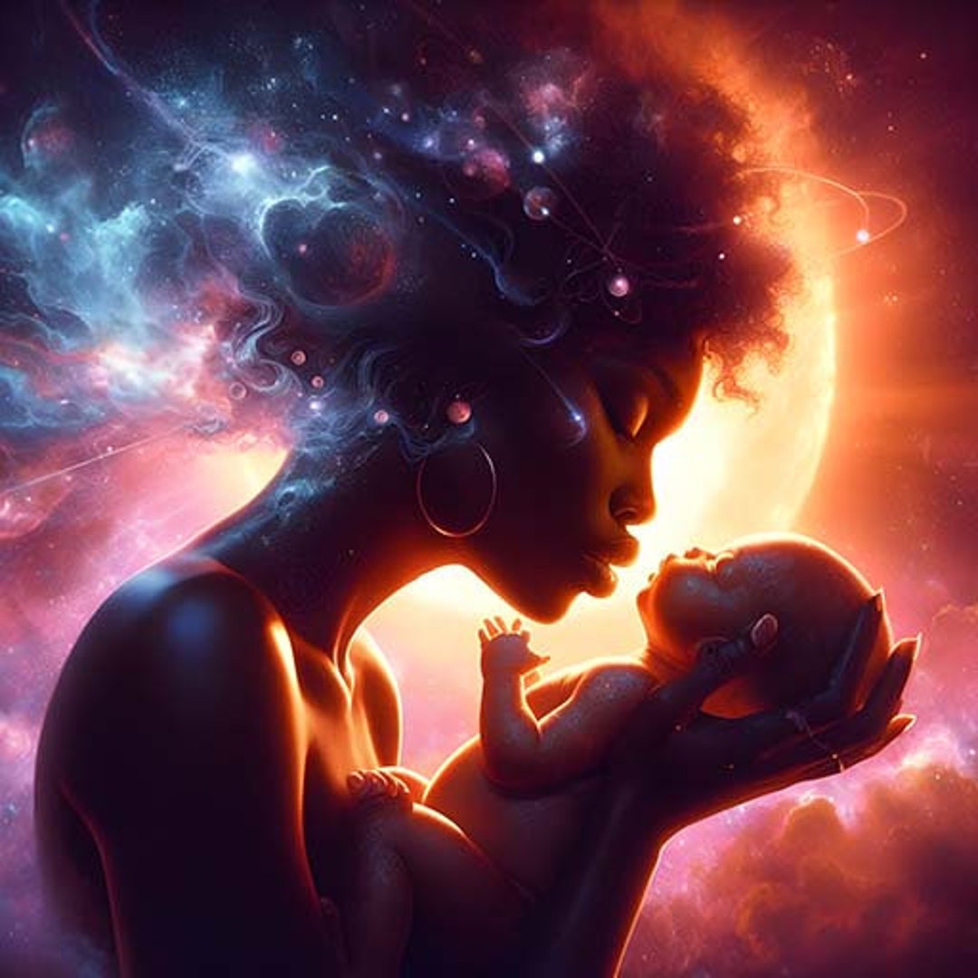 Celestial Being, Mother Baby, Universe, Ethereal, Otherworldly, African